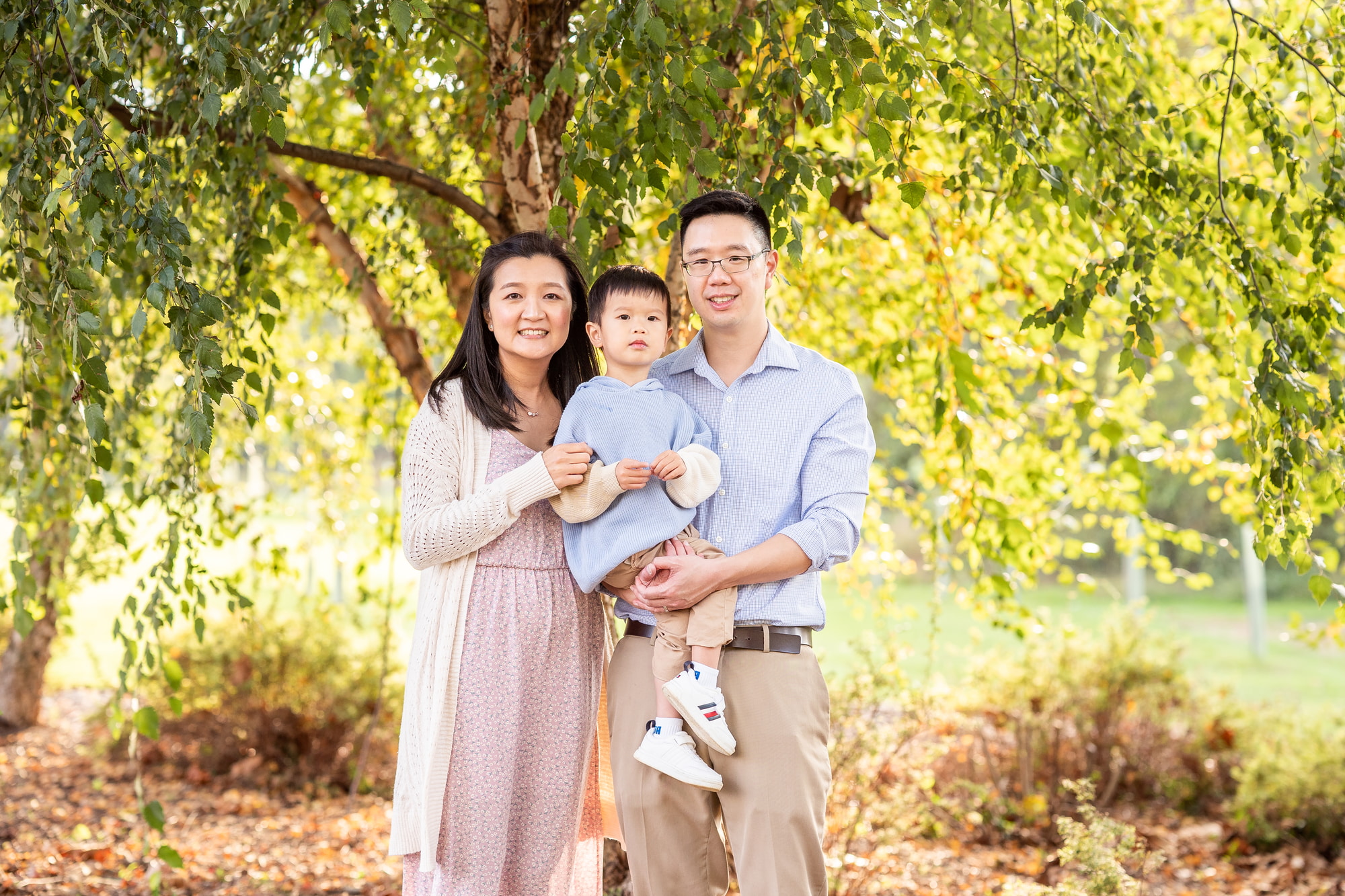 Throwing leaves in the air