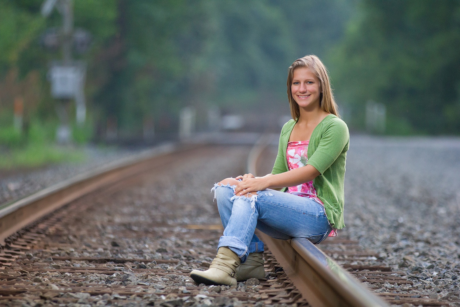 Senior girl full length active pose